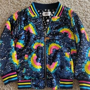 Lola + The Boys Sequin Rainbow Bomber Jacket